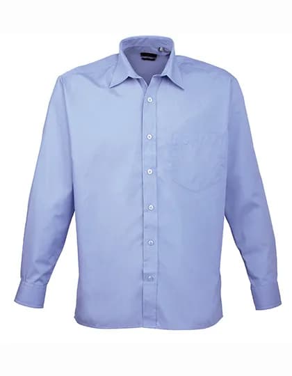 Men´s Poplin Long Sleeve Shirt - Mid Blue (ca. Pantone 2718C)