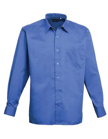 Men´s Poplin Long Sleeve Shirt - Royal (ca. Pantone 7686C)