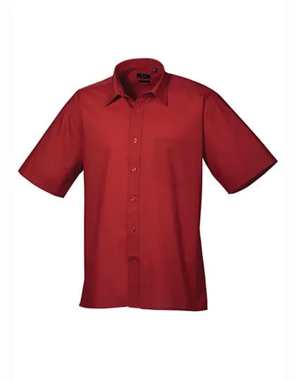 Men´s Poplin Short Sleeve Shirt - Burgundy