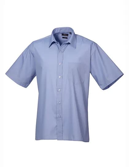 Men´s Poplin Short Sleeve Shirt - Mid Blue (ca. Pantone 2718C)
