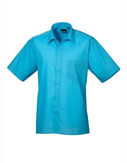 Men´s Poplin Short Sleeve Shirt - Turquoise (ca. Pantone 7703C)