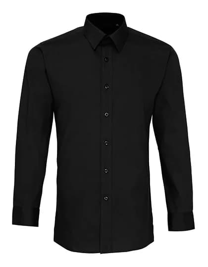 Men´s Long Sleeve Fitted Poplin Shirt - Black (ca. Pantone Black C)