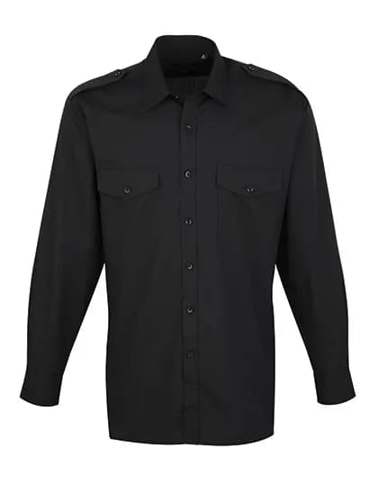 Pilot Shirt Long Sleeve - Black (ca. Pantone Black C)