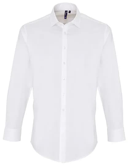 Men´s Stretch Fit Poplin Long Sleeve Cotton Shirt - White