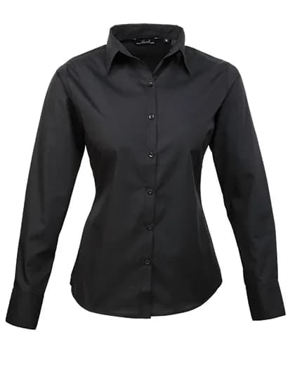 Women´s Poplin Long Sleeve Blouse - Black (ca. Pantone Black C)