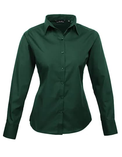Women´s Poplin Long Sleeve Blouse - Bottle Green