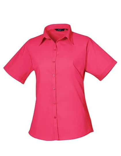 Women´s Poplin Short Sleeve Blouse - Hot Pink