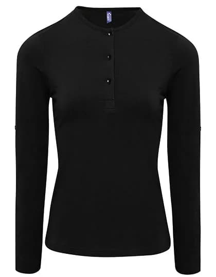Women´s Long-John Roll Sleeve Tee - Black (ca. Pantone Black C)