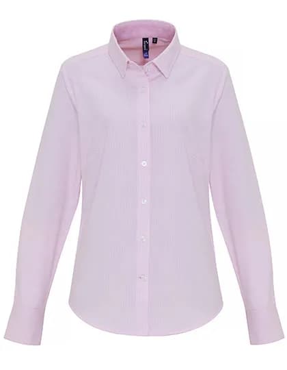 Women´s Cotton Rich Oxford Stripes Shirt - White/Pink (ca. Pantone 1895C)