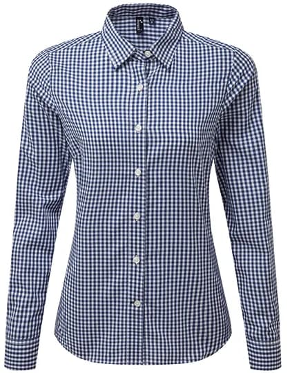 Women´s Maxton Check Long Sleeve Shirt - Navy (ca. Pantone 533C)/White