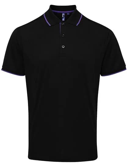 Men´s Contrast Coolchecker® Polo - Black (ca. Pantone Black C)/Purple