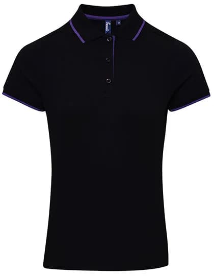 Women´s Contrast Coolchecker® Polo - Black (ca. Pantone Black C)/Purple