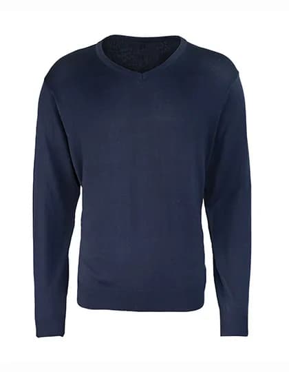 Men´s V-Neck Knitted Sweater - Navy (ca. Pantone 2378C)