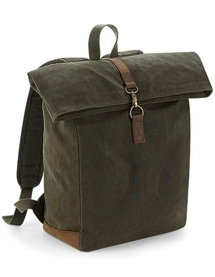 Heritage Waxed Canvas Backpack - Olive Green