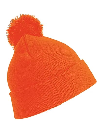 Pom Pom Beanie - Fluorescent Orange