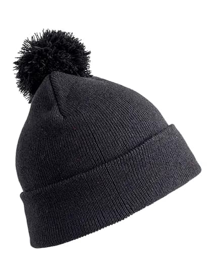 Junior Pom Pom Beanie - Black