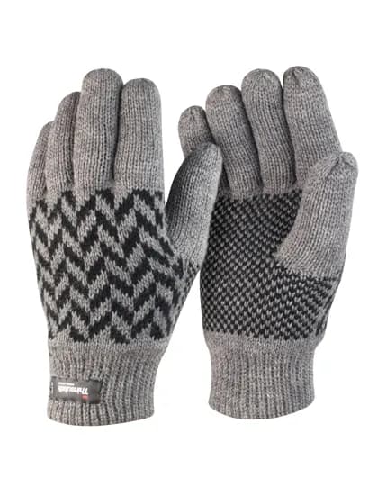 Pattern Thinsulate Glove - Grey/Black