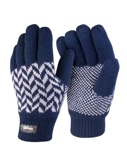 Pattern Thinsulate Glove - Navy/Grey