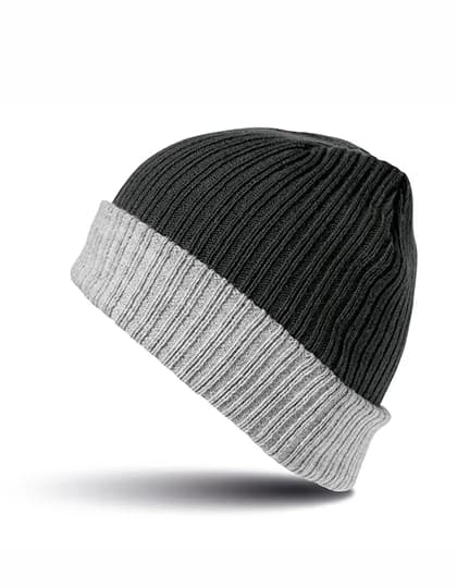 Double Layer Knitted Hat - Black/Grey