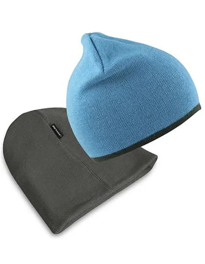 Soft Feel Cuffless Reversible Beanie - Aqua/Grey