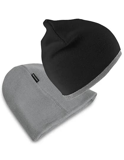 Soft Feel Cuffless Reversible Beanie - Black/Grey