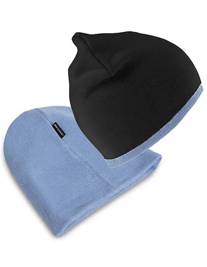 Soft Feel Cuffless Reversible Beanie - Black/Sky