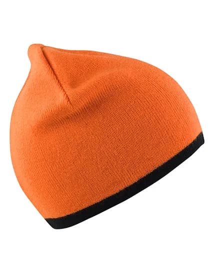 Soft Feel Cuffless Reversible Beanie - Bright Orange/Black