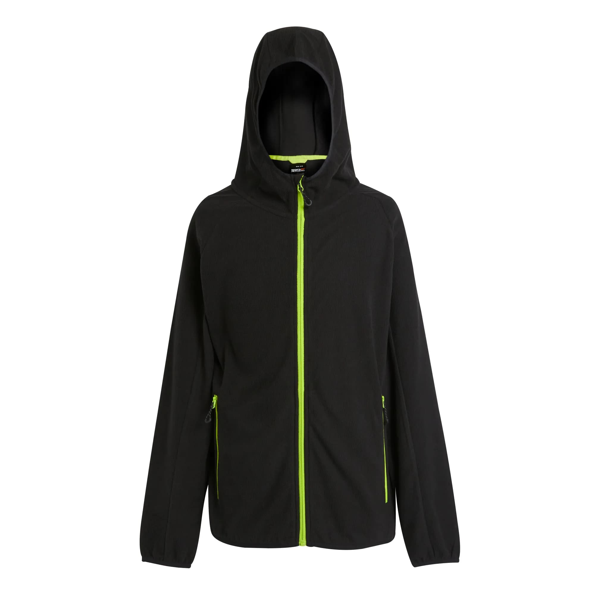 Navigate Hooded Full Zip Fleece - Black/Lime