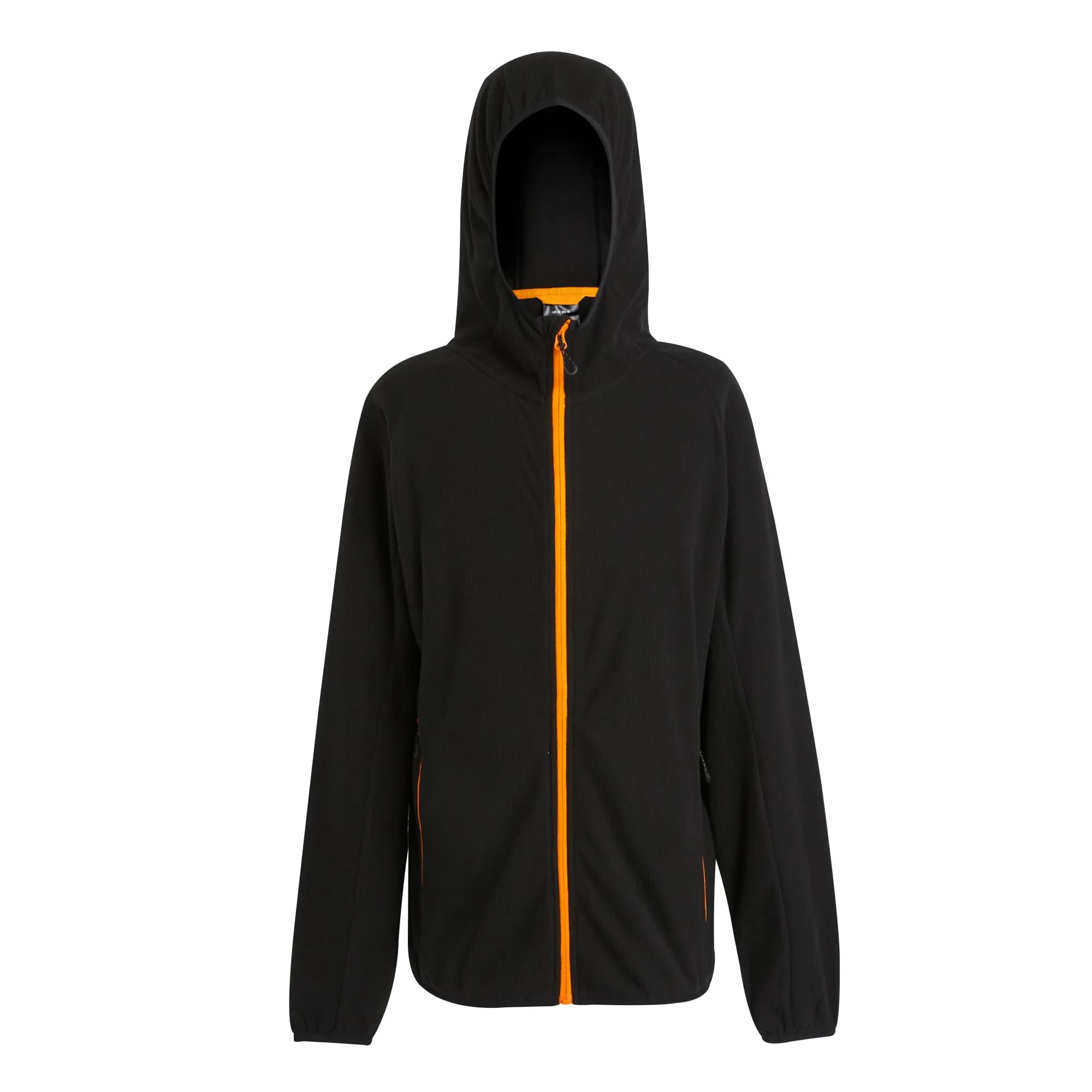 Navigate Hooded Full Zip Fleece - Black/Orange Pop
