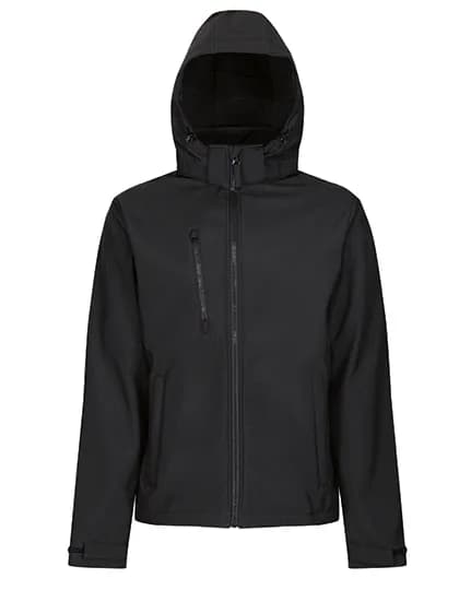 Venturer 3-Layer Printable Hooded Softshell Jacket - Black/Black
