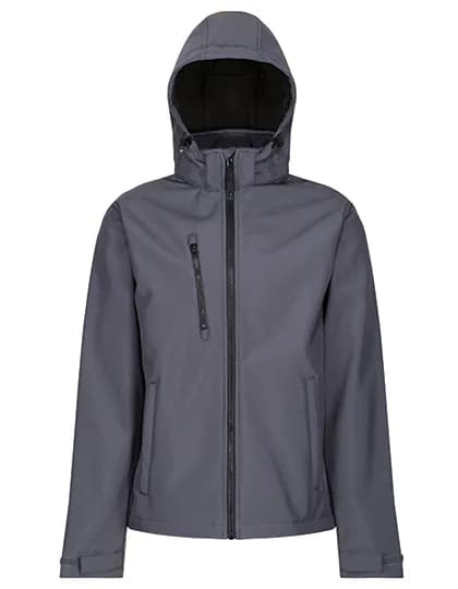 Venturer 3-Layer Printable Hooded Softshell Jacket - Seal Grey/Black