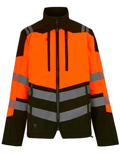 Hi-Vis X-Pro 3 Layer Softshell Jacket (Class 2) - Black/Orange