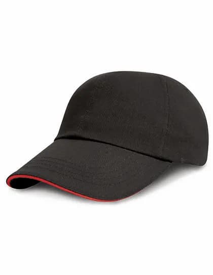 Heavy Brushed Cotton Cap - Black/Red