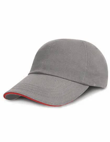 Heavy Brushed Cotton Cap - Grey/Red
