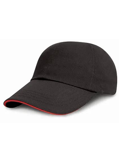 Junior Heavy Brushed Cotton Cap - Black/Red