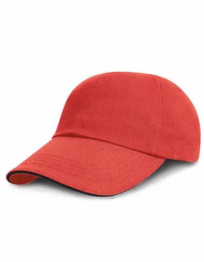 Heavy Brushed Cotton Cap - Red/Black