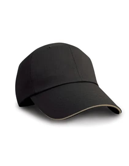 Herringbone Cap With Sandwich Peak - Black/Tan