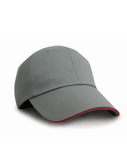 Herringbone Cap With Sandwich Peak - Grey/Red