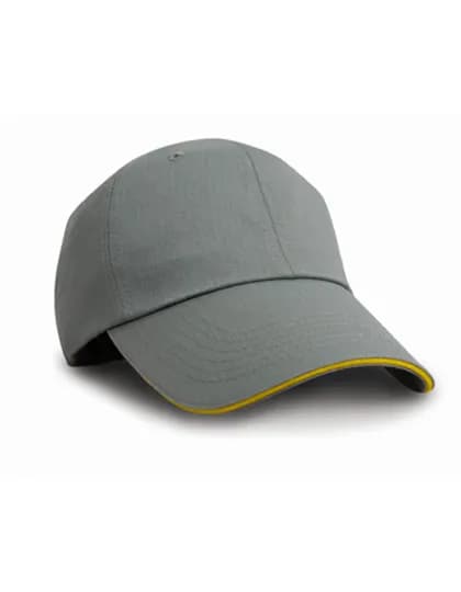 Herringbone Cap With Sandwich Peak - Grey/Yellow