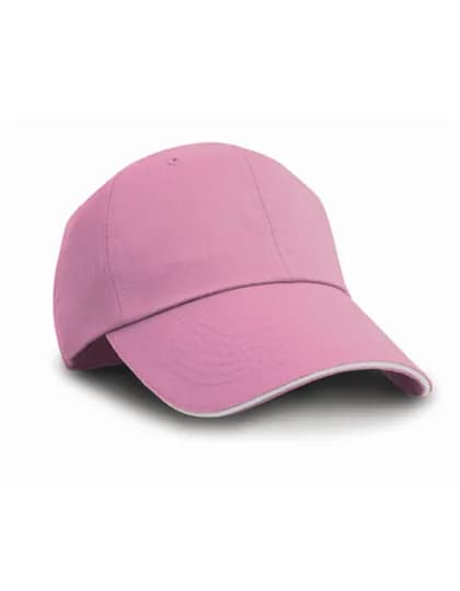 Herringbone Cap With Sandwich Peak - Pink/White