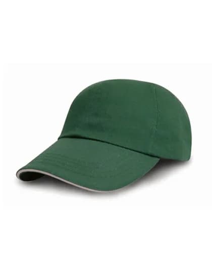 Brushed Cotton Decorators Cap With Sandwich Peak - Forest/Putty