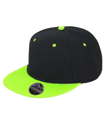 Bronx Original Flat Peak Snapback Dual Colour Cap - Black/Lime