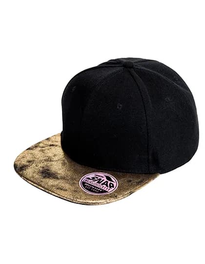 Bronx Flat Glitter Peak Snapback Cap - Black/Gold