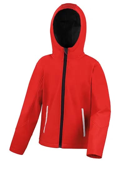 Youth TX Performance Hooded Soft Shell Jacket - Red/Black