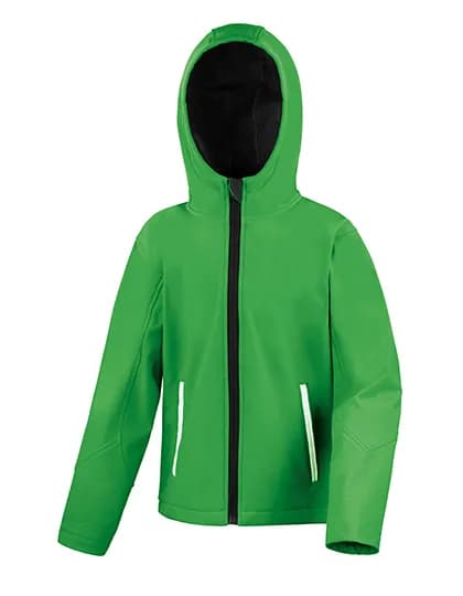 Youth TX Performance Hooded Soft Shell Jacket - Vivid Green/Black