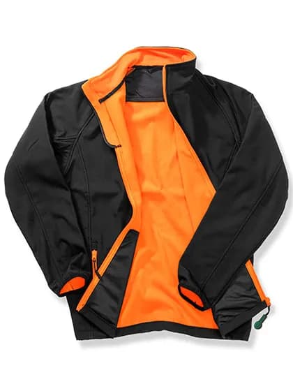 Mens Printable Softshell Jacket with Recycled Fleece Inner - Black/Orange