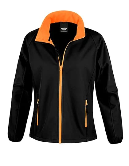 Women´s Printable Softshell Jacket with Recycled Fleece Inner - Black/Orange
