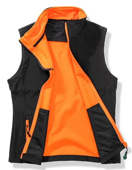 Women´s Printable Softshell Bodywarmer with Recycled Fleece Inner - Black/Orange