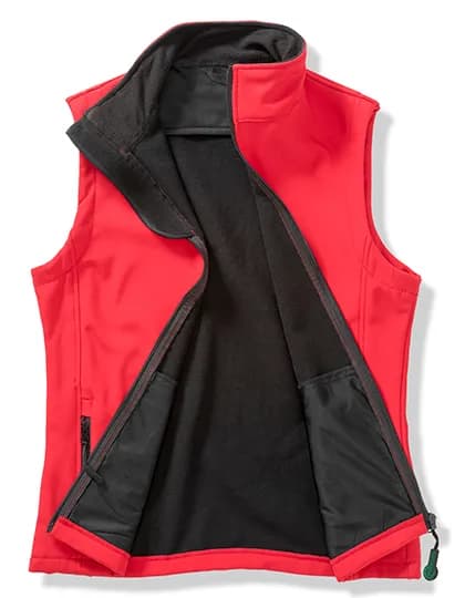 Women´s Printable Softshell Bodywarmer with Recycled Fleece Inner - Red/Black