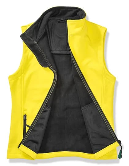 Women´s Printable Softshell Bodywarmer with Recycled Fleece Inner - Yellow/Black